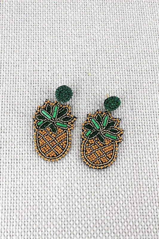 Edgy Silver Earrings-Pineapple Seed Bead Earrings