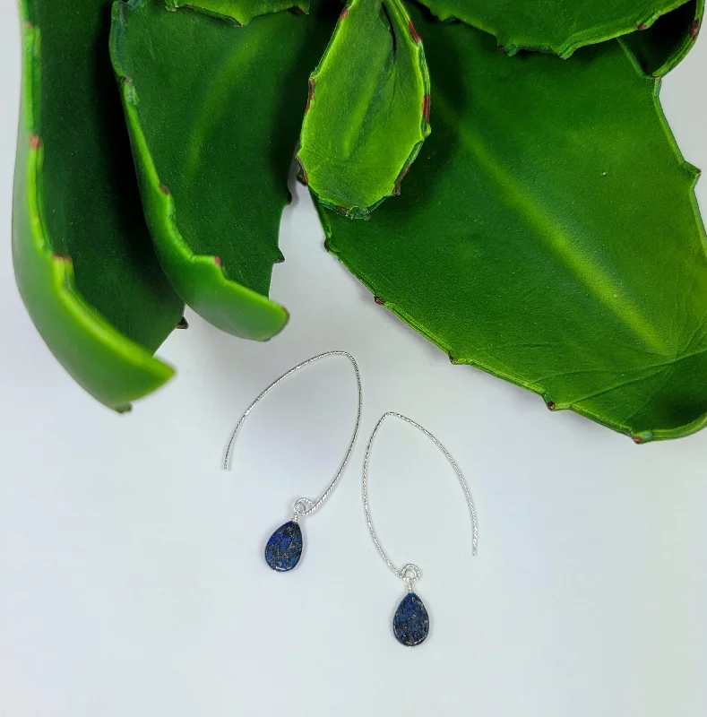 CZ Stud Earrings-Sterling Lapis Earrings