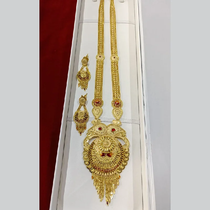 Gold Bead Necklace-Pari Art Jewellery Forming Long Necklace Set