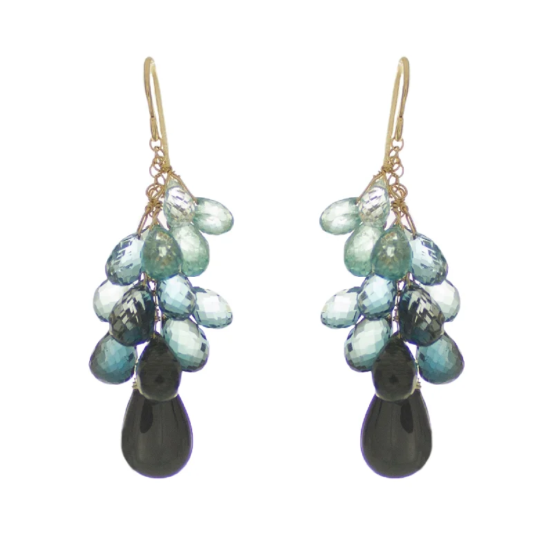 Emerald Green Earrings-Shades of Blues/Black Drop Earrings