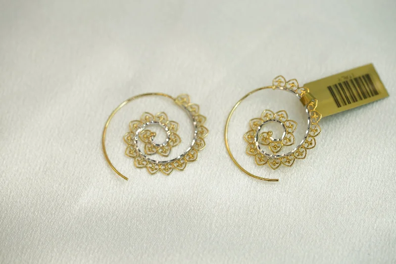 Chunky Hoop Earrings-14k Spiral Abstract Earrings