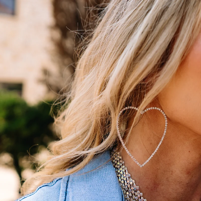 Elegant Leaf Earrings-Rhinestone Oversized Heart Earrings