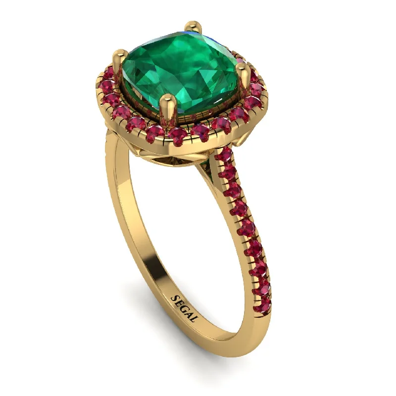 Promise Ring for Her-Gorgeous Cushion Cut Emerald Pave Engagement Ring With Hidden Stone - Kira No. 49