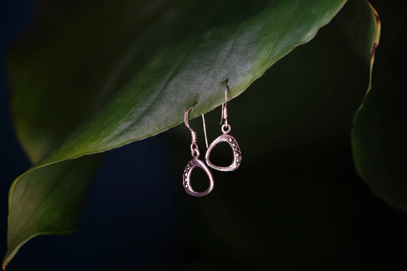 Silver Stud Earrings-Open Circle Marcasite Earrings