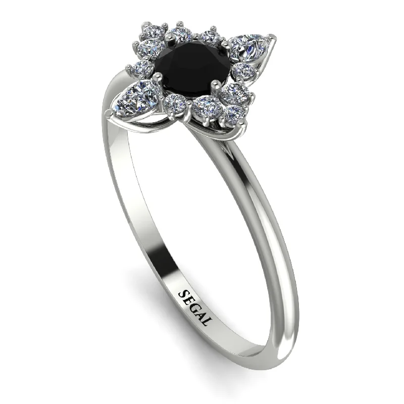 Elegant Gemstone Ring-Compass Black Diamond Engagement Ring - Rose No. 9