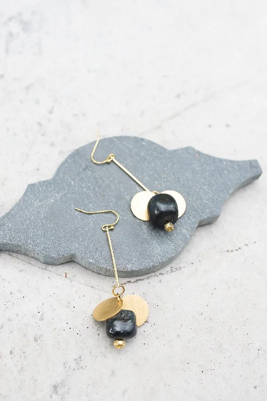 Dangle Hoop Earrings-Black Hawkeye Earrings