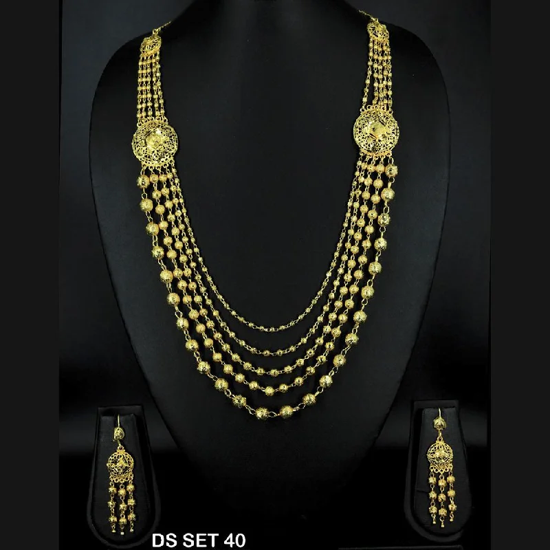 Delicate Gold Chain Necklace-Darshana Jewels Forming Look Gold Plated beautiful Multi Layer Necklace Set  - DS SET 40