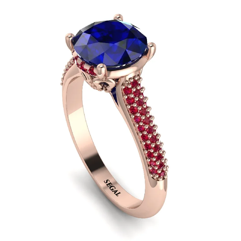 Sparkling Engagement Ring-Luxury Pave Round Cut Sapphire Engagement Ring With Hidden Stone - Miracle No. 59