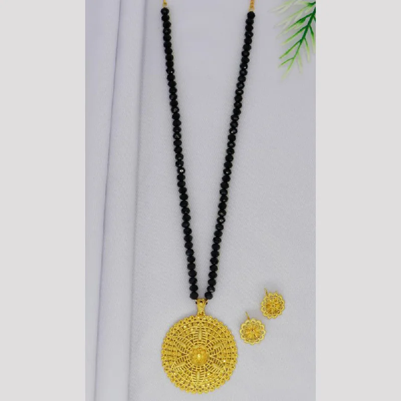 Personalized Silver Necklace-Mahavir Gold Plated Pearls Long Necklace Set