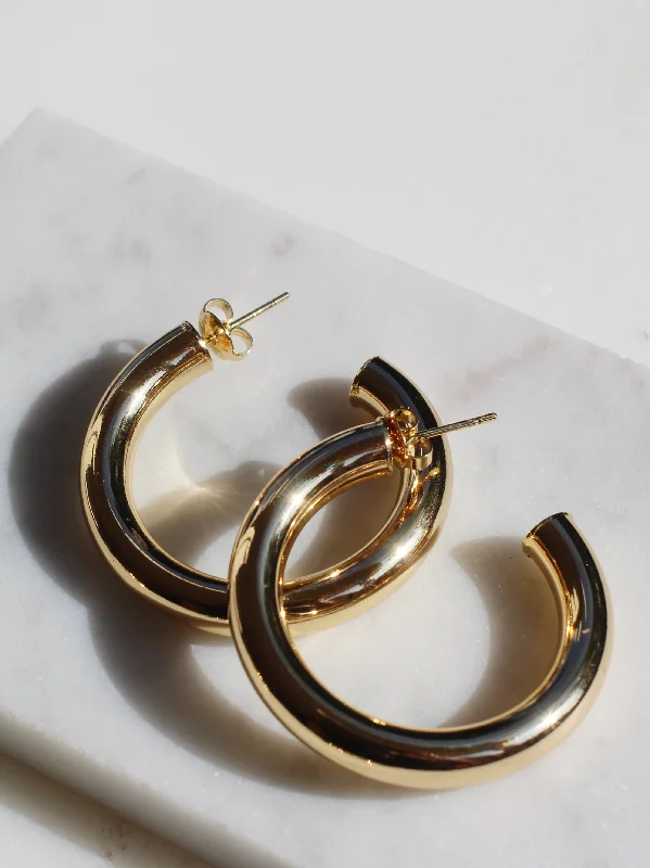 Simple Gold Hoop Earrings-Shiloh Hoops