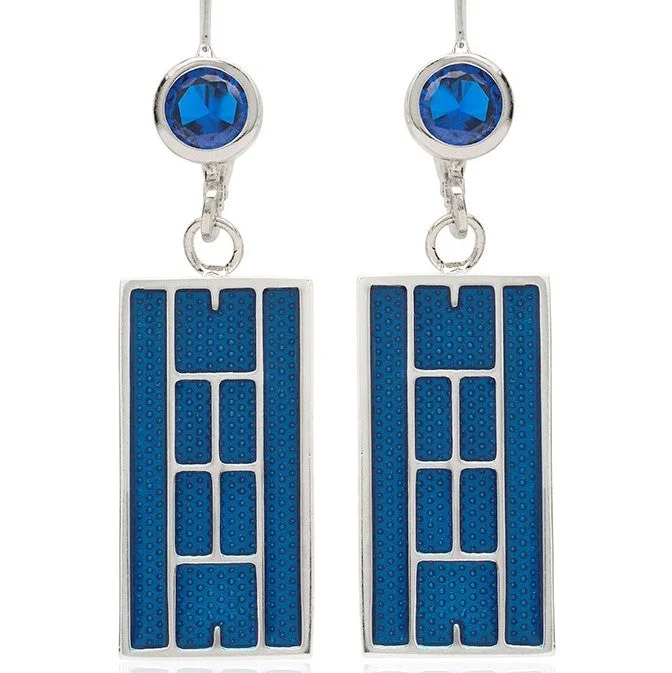 Colorful Gemstone Earrings-Enamel Tennis Court Lever Back Earrings