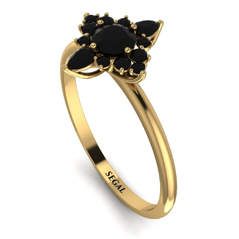 Two-Tone Gold Ring-Compass Black Diamond Engagement Ring - Rose No. 37