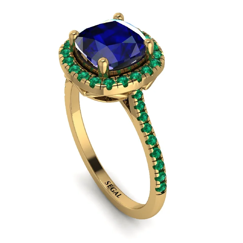 Unique Men's Wedding Ring-Gorgeous Cushion Cut Sapphire Pave Engagement Ring With Hidden Stone - Kira No. 28