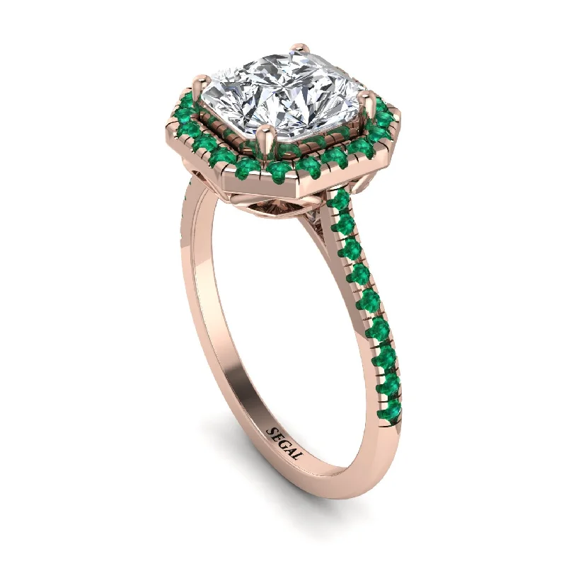 Elegant Gemstone Ring-Gorgeous Radiant Cut Diamond Pave Engagement Ring With Hidden Stone - Felicity No. 17