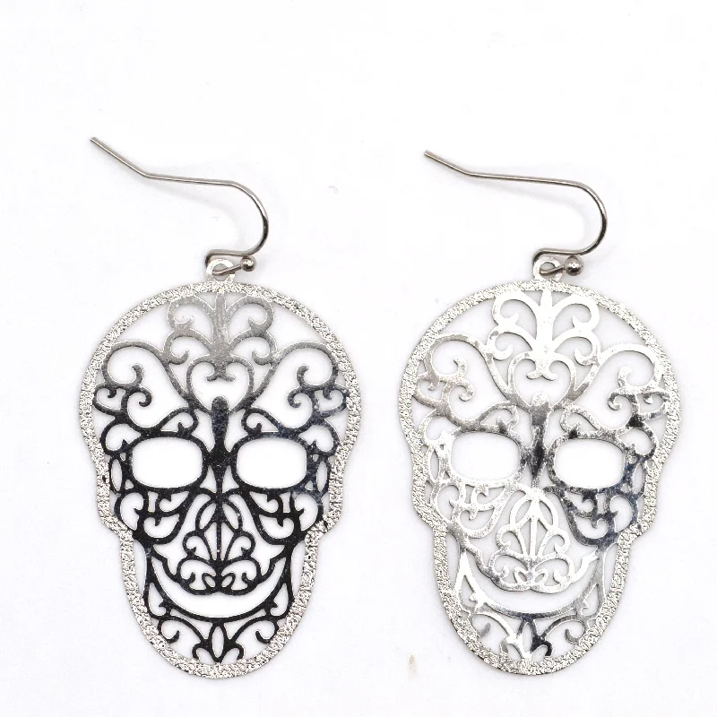 Oval Shaped Earrings-Sugar Skull Earrings