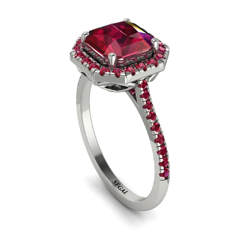 Custom Stacked Ring-Gorgeous Radiant Cut Ruby Pave Engagement Ring With Hidden Stone - Felicity No. 57