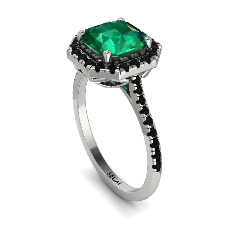 Simple Promise Ring-Gorgeous Radiant Cut Emerald Pave Engagement Ring With Hidden Stone - Felicity No. 36