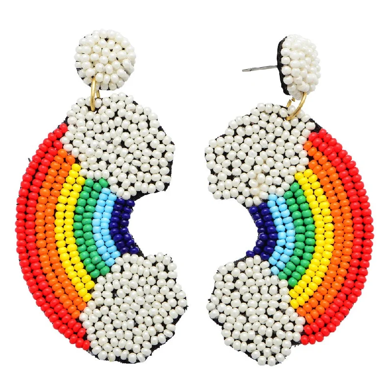 Large Crystal Earrings-Beaded Earrings, Rainbow