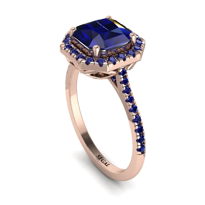 Women's Diamond Ring-Gorgeous Radiant Cut Sapphire Pave Engagement Ring With Hidden Stone - Felicity No. 74