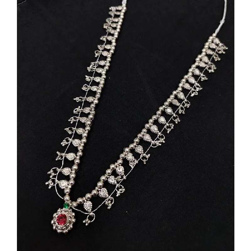 Pearl and Gold Necklace-Akruti Collection Oxidised Plated Long Necklace Set