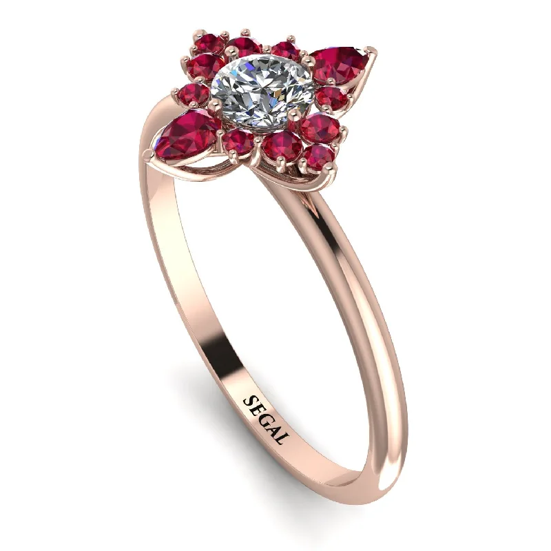 Gemstone Promise Ring-Compass Diamond Engagement Ring - Rose No. 47