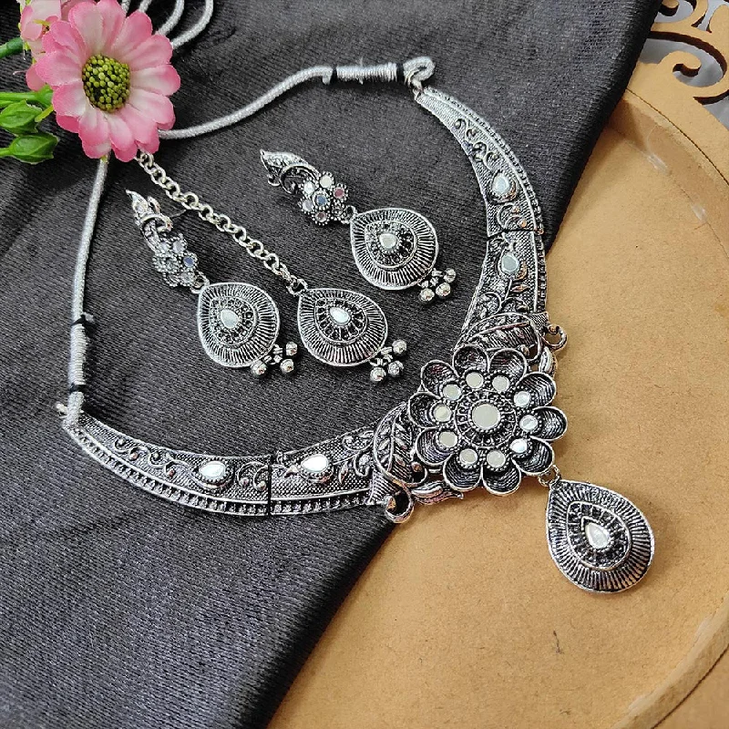 Custom Initial Necklace-Darshana Jewels Oxidised  Plated Necklace Set