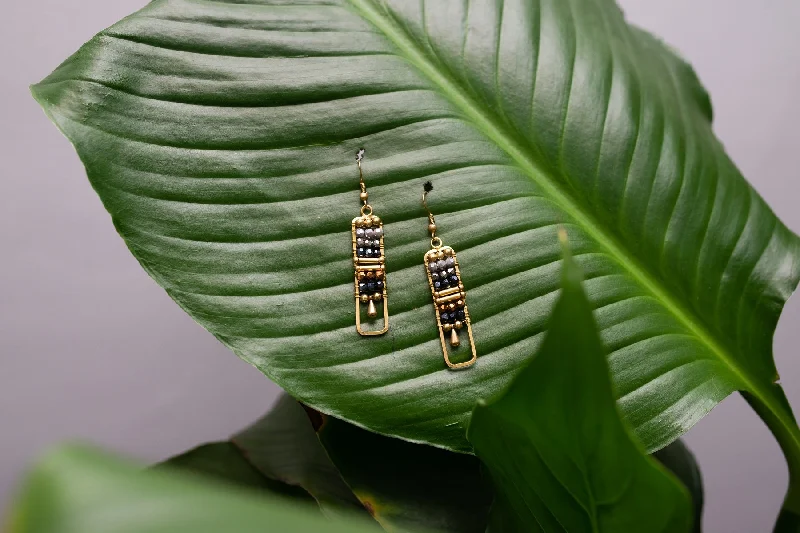 Dainty Silver Earrings-Gray Ladder Earrings