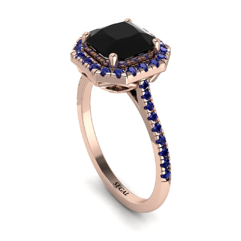 Eternity Band Diamond Ring-Gorgeous Radiant Cut Black Diamond Pave Engagement Ring With Hidden Stone - Felicity No. 68