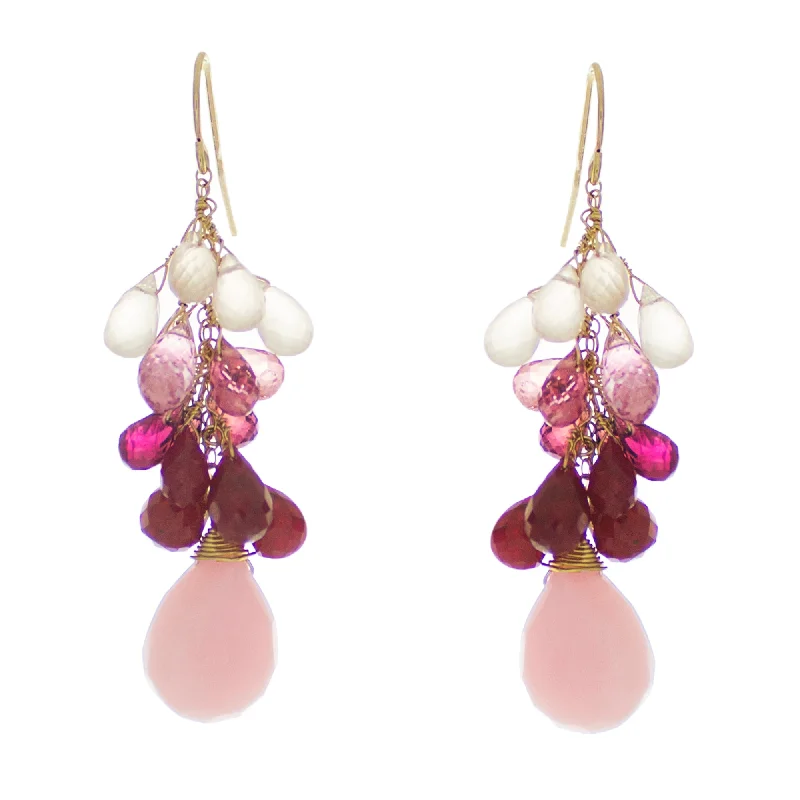 Trendy Ear Jackets-Rose Pompadour Drop Earrings