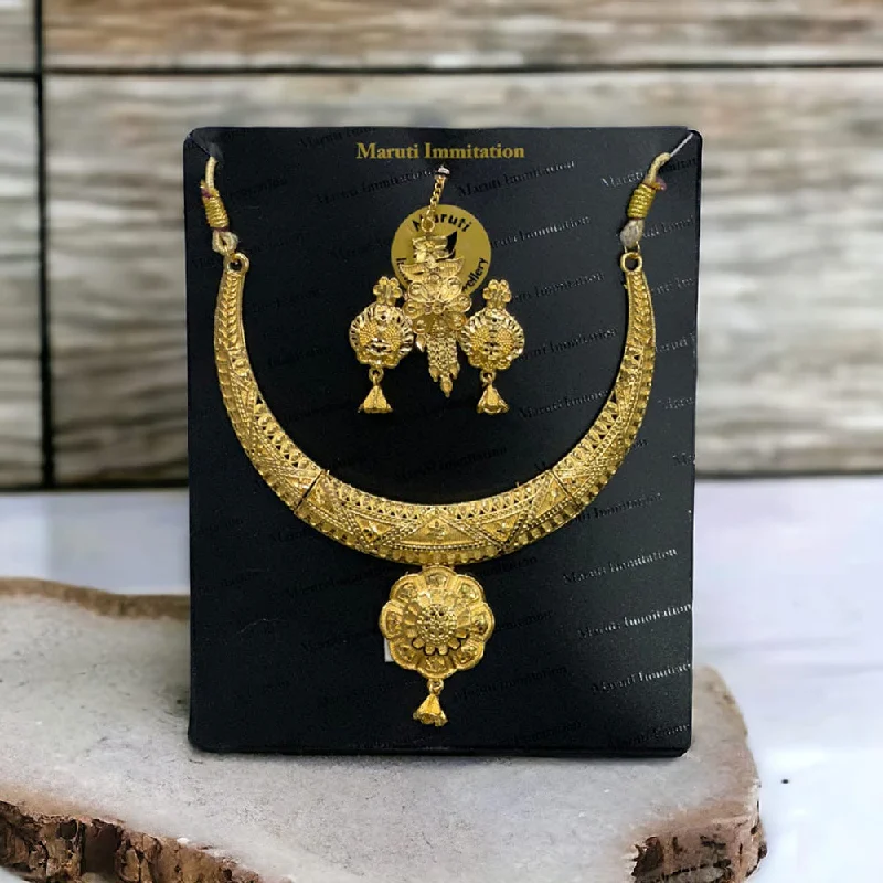 Gold Link Necklace-Maruti Immitation Gold Plated Necklace Set