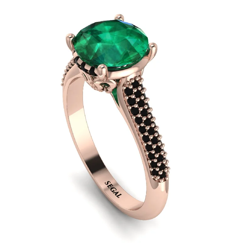 Stackable Silver Ring-Luxury Pave Round Cut Emerald Engagement Ring With Hidden Stone - Miracle No. 35