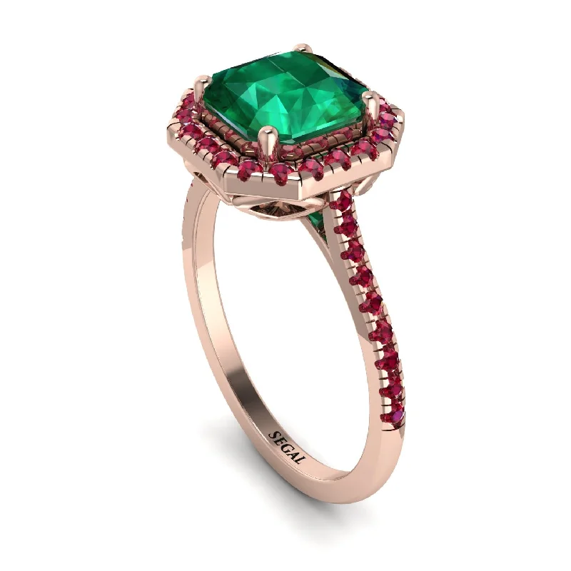 Sparkly Diamond Ring-Gorgeous Radiant Cut Emerald Pave Engagement Ring With Hidden Stone - Felicity No. 50