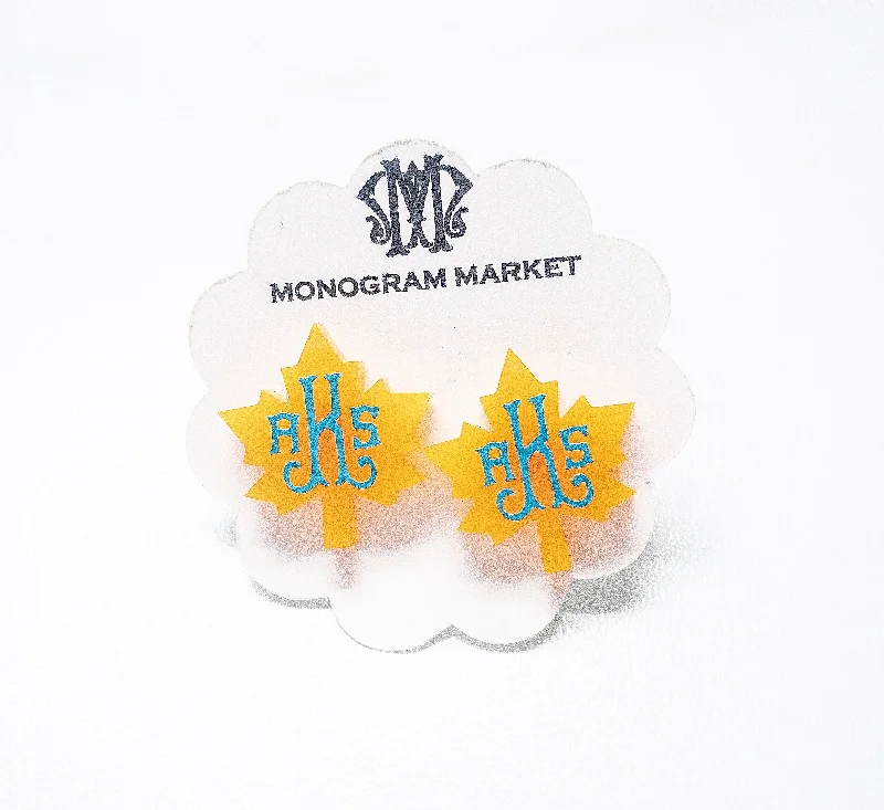 Bridal Hoop Earrings-Monogram Market’s Personalized Leaf Earrings