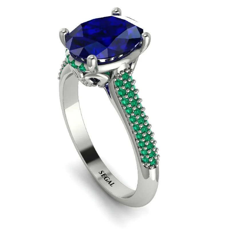 Bridal Wedding Ring-Luxury Pave Oval Cut Sapphire Engagement Ring With Hidden Stone - Ophelia No. 30