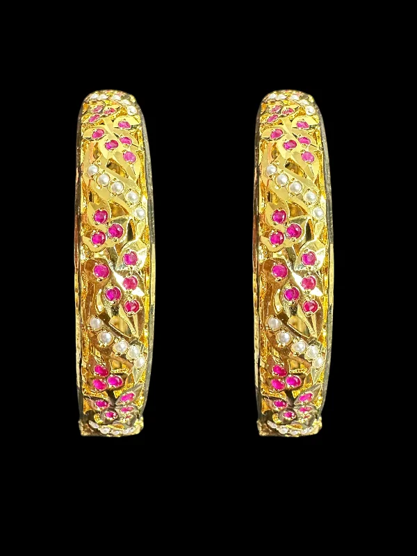 Vintage Diamond Bangles-B311 Jadau  bangles ( Ruby pearl   ) ( READY TO SHIP)