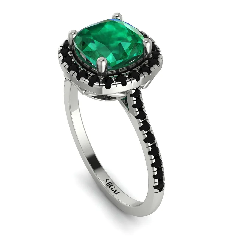 Vintage Pearl Ring-Gorgeous Cushion Cut Emerald Pave Engagement Ring With Hidden Stone - Kira No. 36