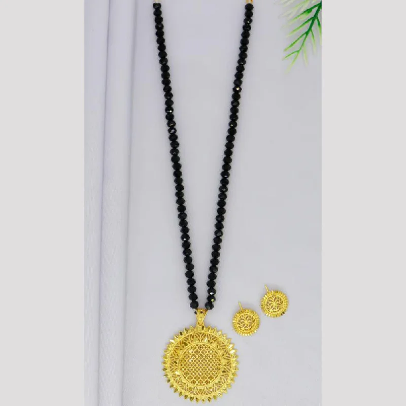 Multi-Strand Necklace-Mahavir Gold Plated Pearls Long Necklace Set