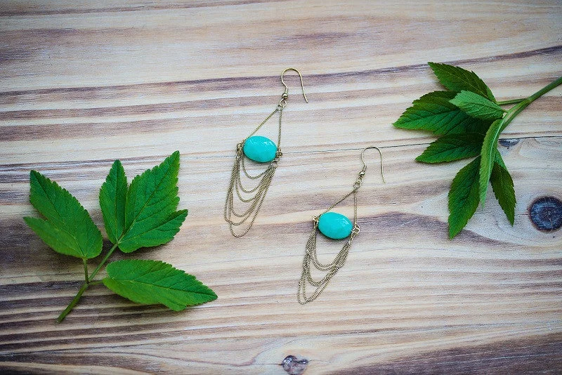 Dangle Hoop Earrings-Off the Chain Earrings Aqua