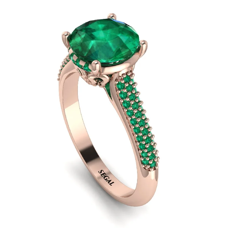 Unique Birthstone Ring-Luxury Pave Round Cut Emerald Engagement Ring With Hidden Stone - Miracle No. 20