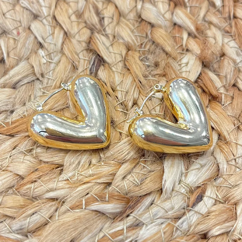 Heart Shaped Stud Earrings-Bianca Bubble Hoop Heart Earrings