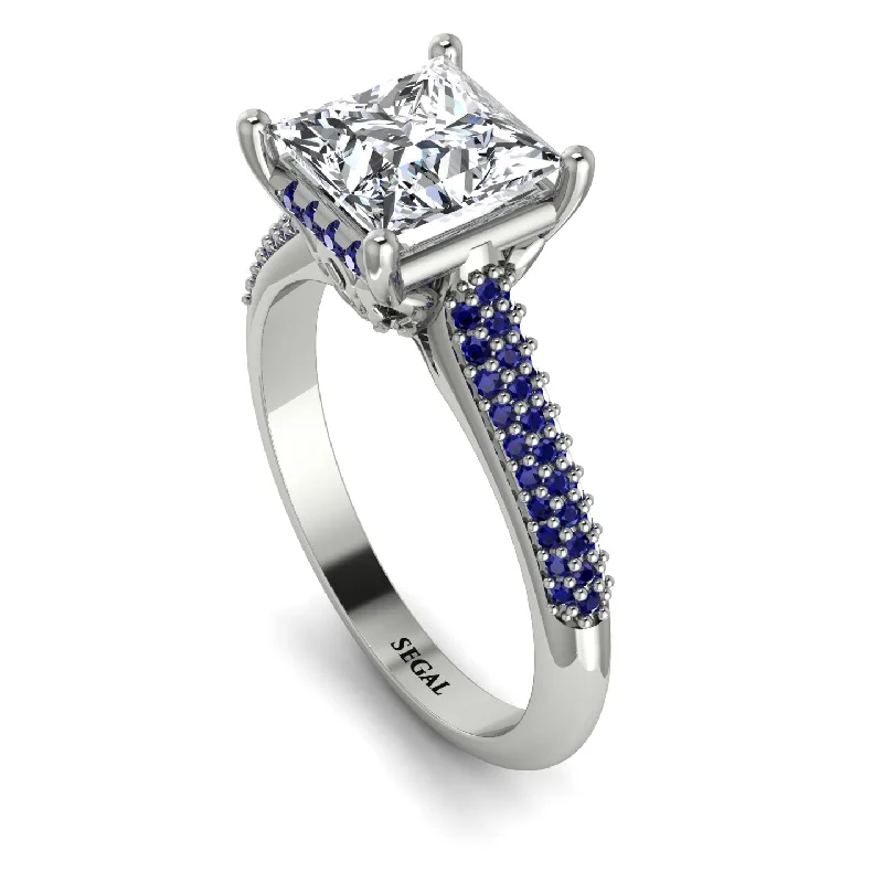 Custom Birthstone Ring-Luxury Pave Princess Cut Diamond Engagement Ring With Hidden Stone - Sabrina No. 63