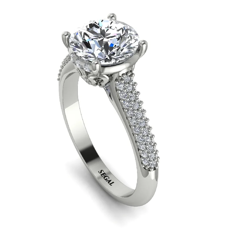 Men's Gold Ring-Luxury Pave Round Cut Diamond Engagement Ring With Hidden Stone - Miracle No. 3