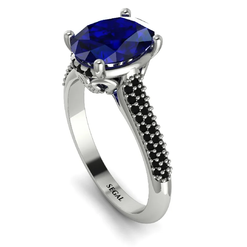 Simple Stacking Ring-Luxury Pave Oval Cut Sapphire Engagement Ring With Hidden Stone - Ophelia No. 45