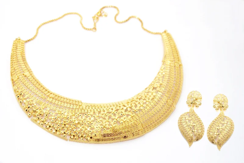 Stylish Pearl Necklace-Bhavi Jewels Copper Forming Gold Plated Long Necklace Set - 1113336