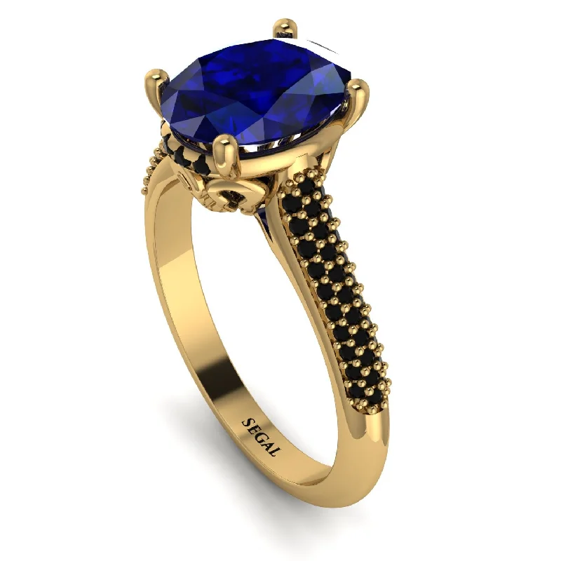 Multi-Stone Engagement Ring-Luxury Pave Oval Cut Sapphire Engagement Ring With Hidden Stone - Ophelia No. 43