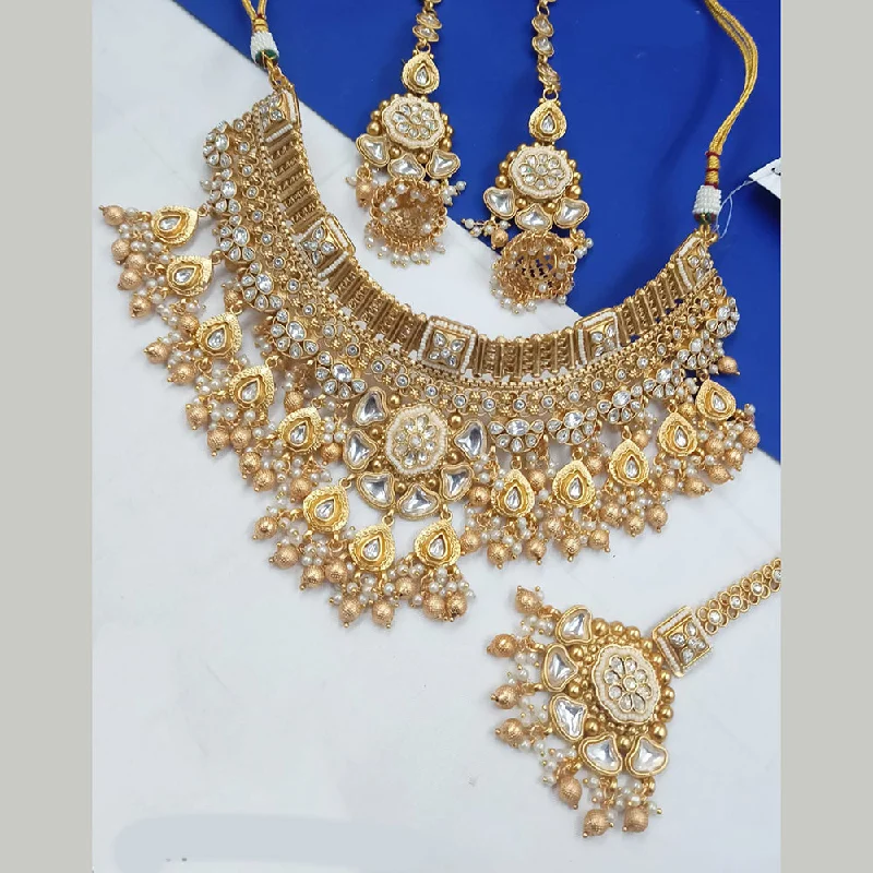 Fashionable Multi-Chain Necklace-Padmawati Bangles Gold Plated Kundan Stone And Pearls Choker Necklace Set