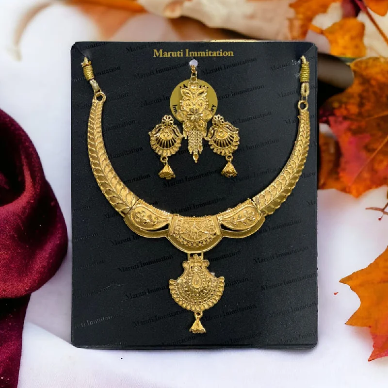 Wedding Bridal Necklace-Maruti Immitation Gold Plated Necklace Set