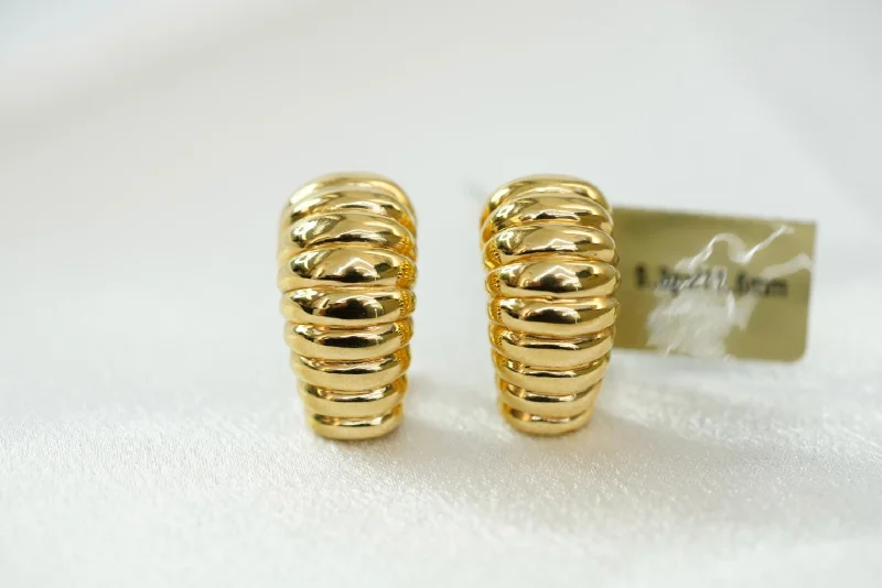 Edgy Silver Earrings-14k Honeycomb Clip Earrings