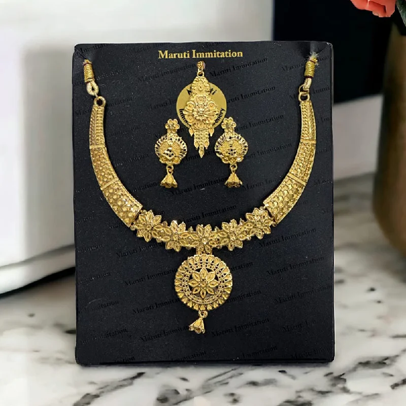 Custom Birthstone Necklace-Maruti Immitation Gold Plated Necklace Set