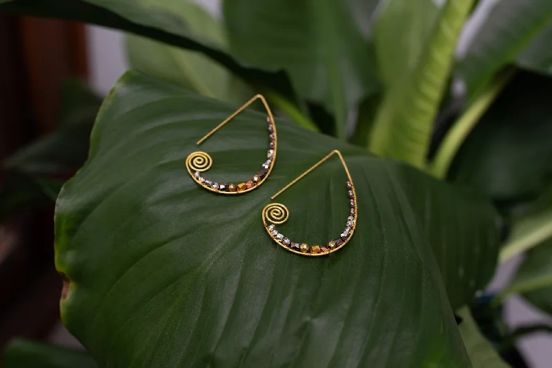 Customizable Hoop Earrings-Golden Swirl Earrings